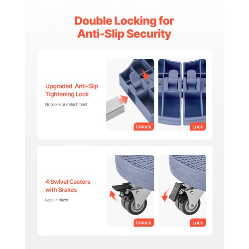 Trash Can Dolly with 4 Lockable Wheels 440lbs Weight Capacity Round Trash