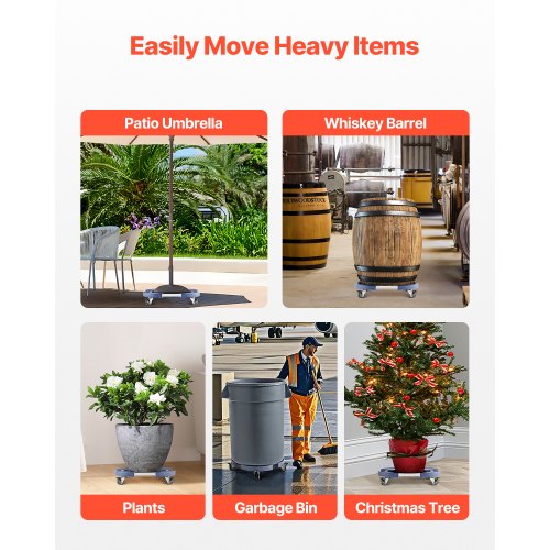 Trash Can Dolly with 4 Lockable Wheels 440lbs Weight Capacity Round Trash