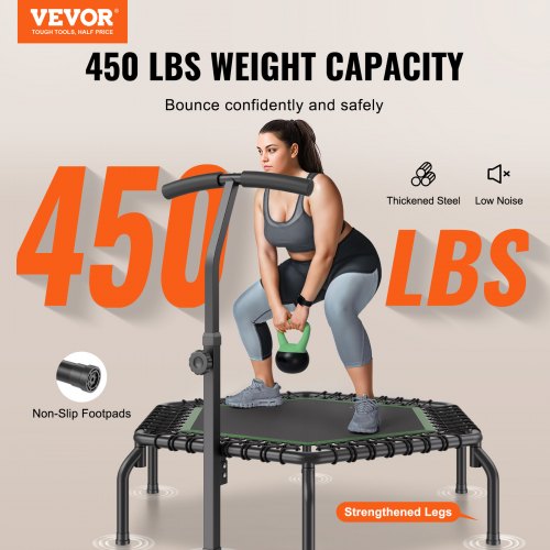 545 Mini Fitness Trampoline Adults Indoor Exercise Rebounder with Handle –