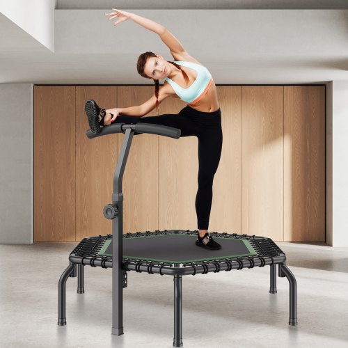 545 Mini Fitness Trampoline Adults Indoor Exercise Rebounder with Handle –