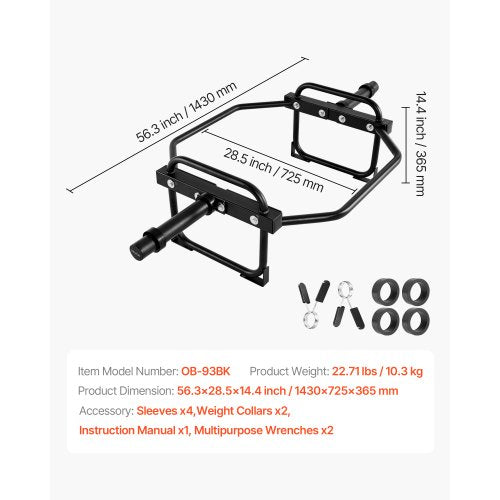 Trap Bar Hex Bar 2Inch Hex Barbell 500 LBS Capacity Shrug Bars
