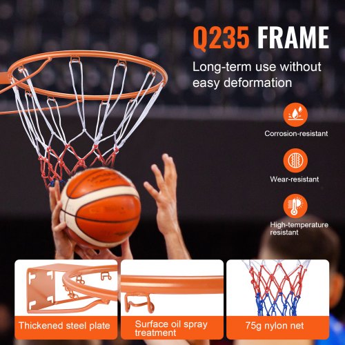Basketball Rim Wall Door Mounted Basketball Hoop Heavy Duty Q235