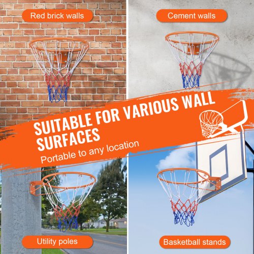 Basketball Rim Wall Door Mounted Basketball Hoop Heavy Duty Q235
