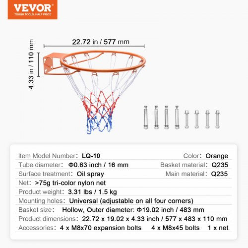 Basketball Rim Wall Door Mounted Basketball Hoop Heavy Duty Q235