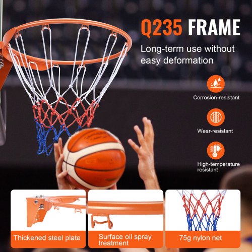Basketball Rim Wall Door Mounted Basketball Hoop Heavy Duty Q235