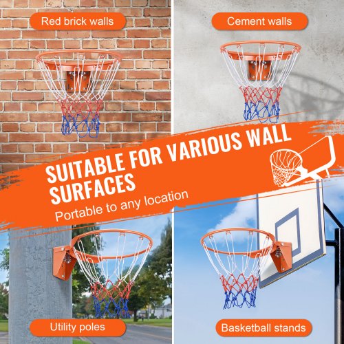 Basketball Rim Wall Door Mounted Basketball Hoop Heavy Duty Q235