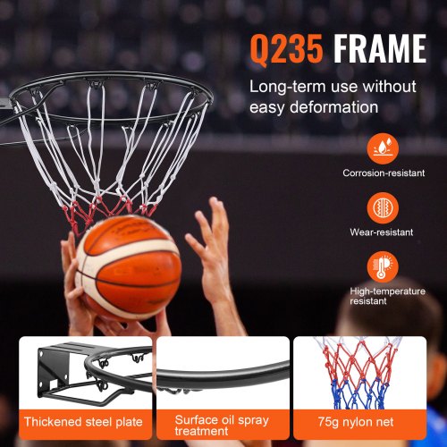 Basketball Rim Wall Door Mounted Basketball Hoop Heavy Duty Q235