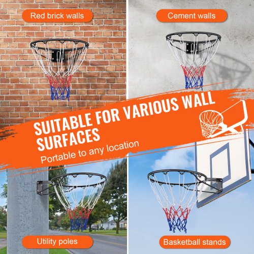 Basketball Rim Wall Door Mounted Basketball Hoop Heavy Duty Q235