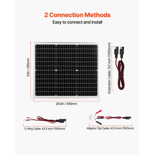 50W 12V Solar Battery Charger Maintainer Mono Solar Panel Trickle Battery