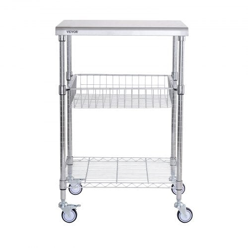 Kitchen Utility Cart 3 Tiers Wire Rolling Cart with 470LBS Capacity Steel