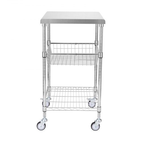 Kitchen Utility Cart 3 Tiers Wire Rolling Cart with 470LBS Capacity Steel