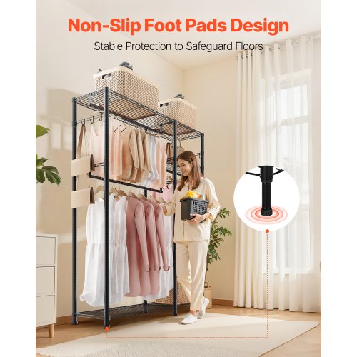 Clothing Garment Rack Heavy Duty Clothes Rack 6 Adjustable Tiers Clothes