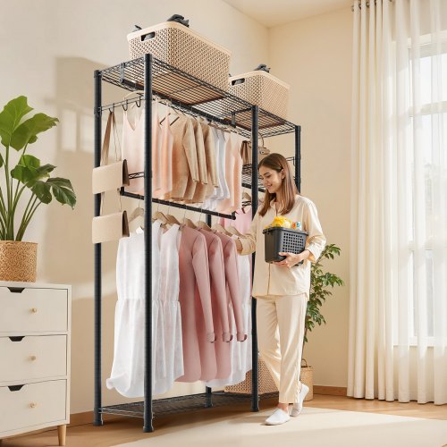 Clothing Garment Rack Heavy Duty Clothes Rack 6 Adjustable Tiers Clothes