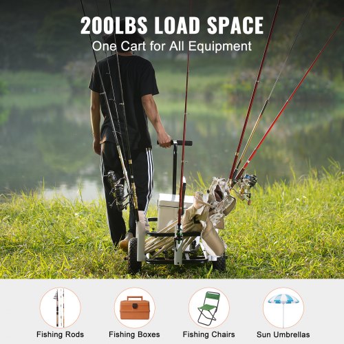 Beach Fishing Cart 200 lbs Load Capacity Fish and Marine Cart with Two 11