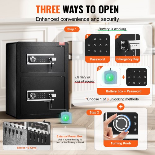 Double Doors 35 cuft Safe Box with Key Lock Password Safe Lock Box with Key Lock