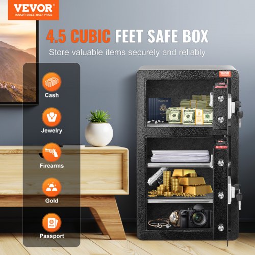 Double Doors 45 cuft Safe Box with Key Lock Password Safe Lock Box with Key Lock