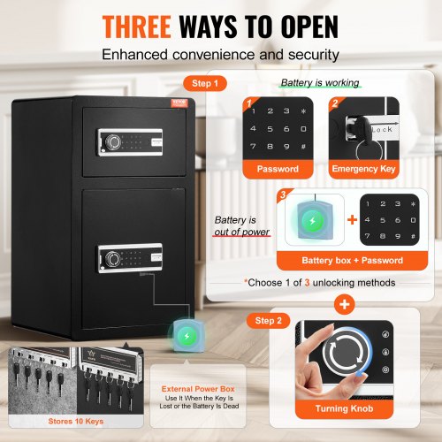 Double Doors 45 cuft Safe Box with Key Lock Password Safe Lock Box with Key Lock