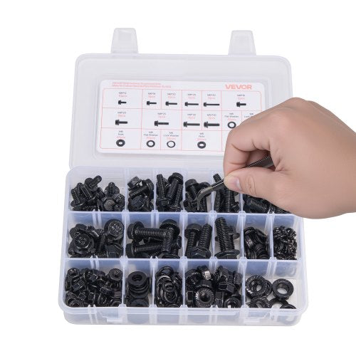 280 Pcs Bolts and Nuts Assortment Kit Metric Machine Screws and Flat