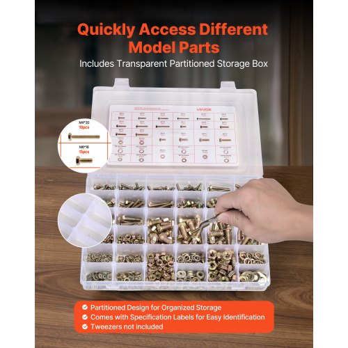 906 Pcs Bolts and Nuts Assortment Kit Metric Machine Screws and Flat