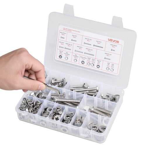 246 Pcs Bolts and Nuts Assortment Kit Imperial Screws and Flat Washers