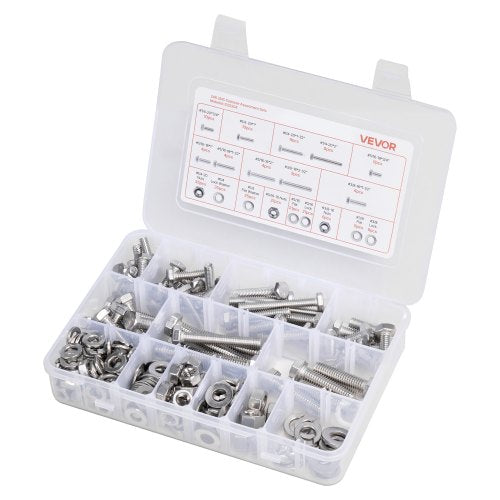 246 Pcs Bolts and Nuts Assortment Kit Imperial Screws and Flat Washers