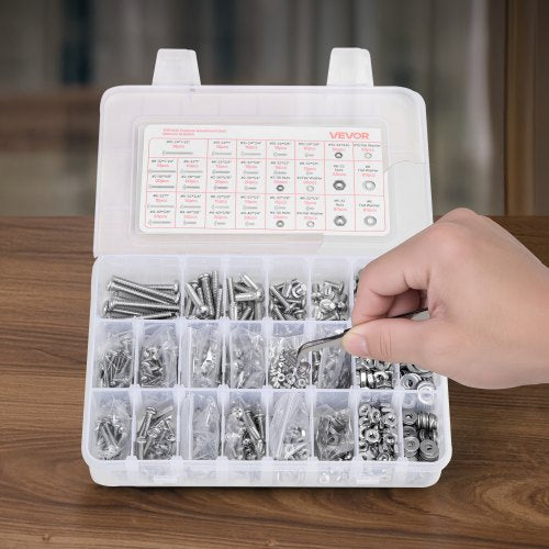 1110 Pcs Bolts and Nuts Assortment Kit Imperial Machine Screws and Flat