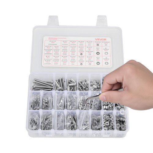 1110 Pcs Bolts and Nuts Assortment Kit Imperial Machine Screws and Flat