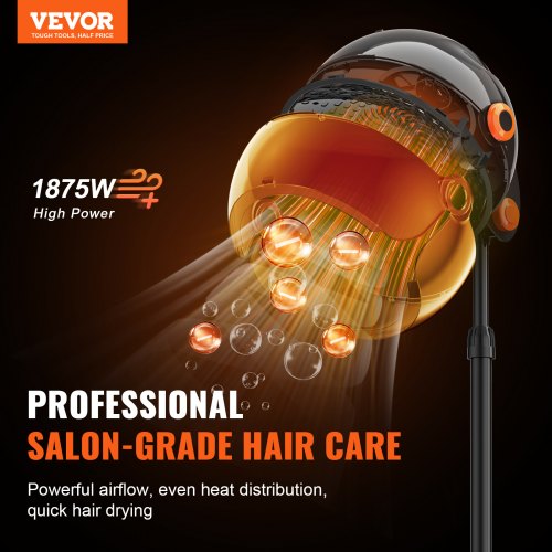 Ionic Hooded Dryer 1875W Professional Bonnet Hair Dryer Sit Under Hair