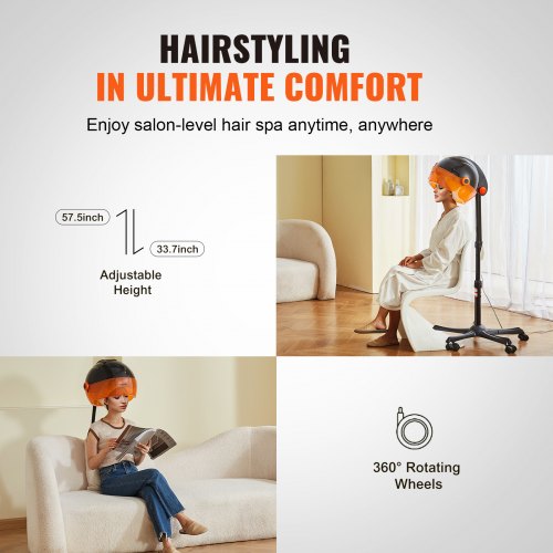 Ionic Hooded Dryer 1875W Professional Bonnet Hair Dryer Sit Under Hair