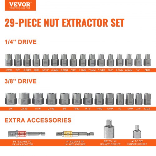 Bolt Extractor Set 29Piece Bolt and Nut Remover Set 6mm to 10mm 1332