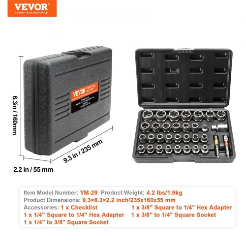 Bolt Extractor Set 29Piece Bolt and Nut Remover Set 6mm to 10mm 1332
