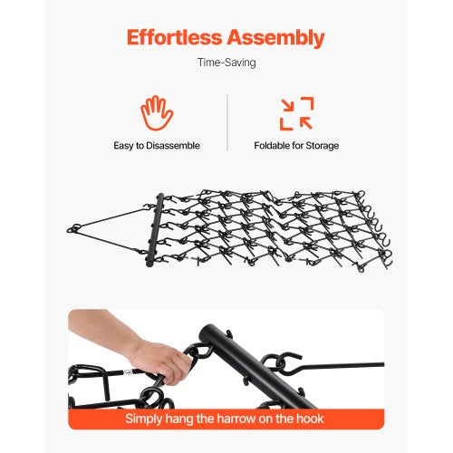 Drag Harrow 4 x 4 ft Durable Chain Harrow with 69 Sharp Teeth Suitable for ATV