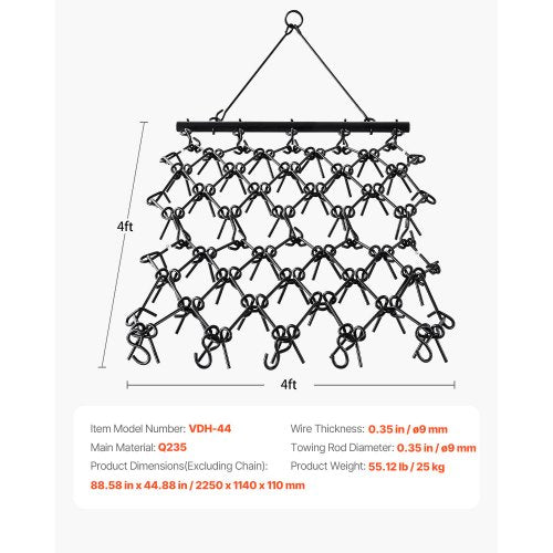 Drag Harrow 4 x 4 ft Durable Chain Harrow with 69 Sharp Teeth Suitable for ATV