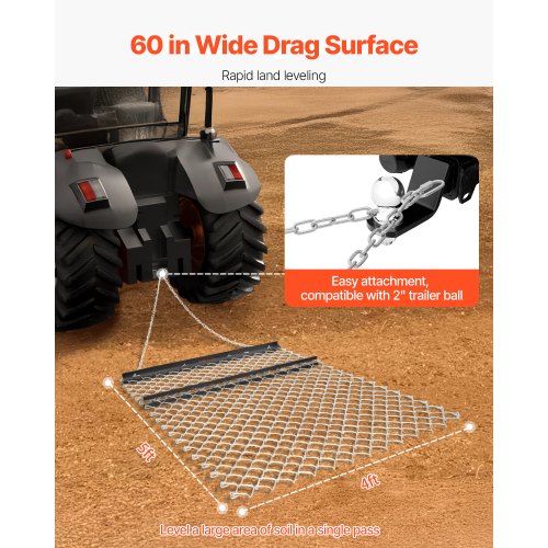 Drag Harrow 4 x 5 ft Chain Harrow  Made from Q235 Steel UTV Tractor