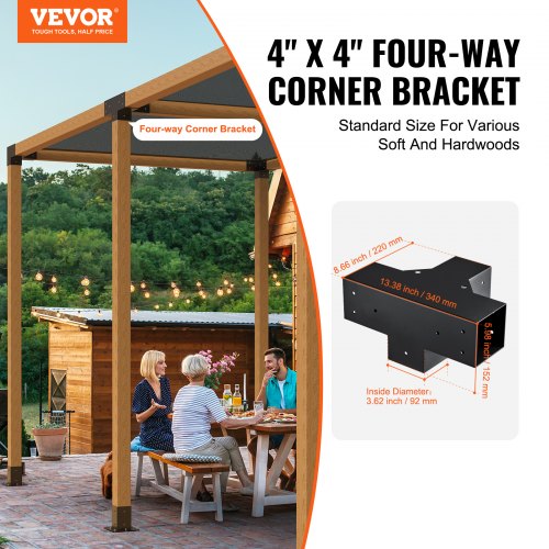 Pergola Bracket Kit 4x4 2pcs 4Way Heavy Duty Corner Bracket Woodworks