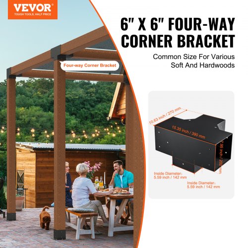 Pergola Bracket Kit 6x6 2pcs 4Way Heavy Duty Corner Bracket Woodworks