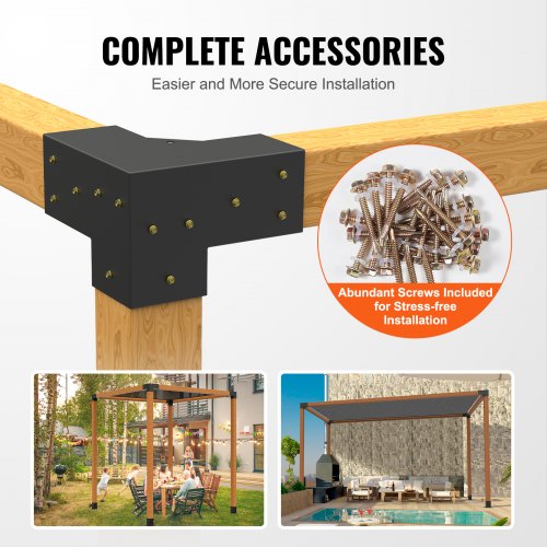 Pergola Bracket Kit 4x4 4pcs 3Way Heavy Duty Corner Bracket Woodworks