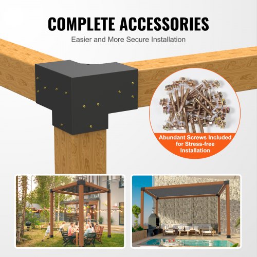 Pergola Bracket Kit 6x6 4pcs 3Way Heavy Duty Corner Bracket Woodworks