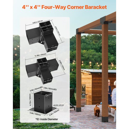 Pergola Kit 4x4 Inch Pergola Brackets for 35x35 Inch Wood Beams in Actual