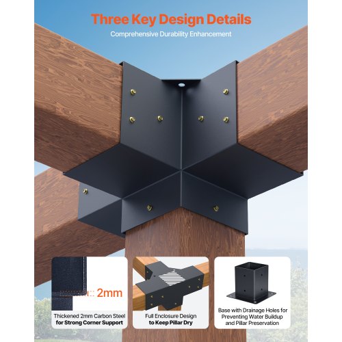 Pergola Kit 4x4 Inch Pergola Brackets for 35x35 Inch Wood Beams in Actual
