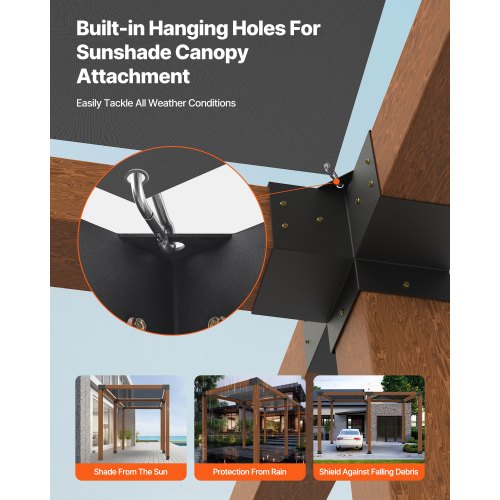 Pergola Kit 4x4 Inch Pergola Brackets for 35x35 Inch Wood Beams in Actual