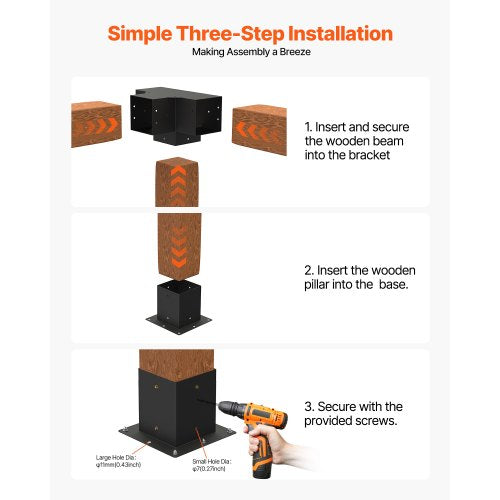 Pergola Kit 4x4 Inch Pergola Brackets for 35x35 Inch Wood Beams in Actual