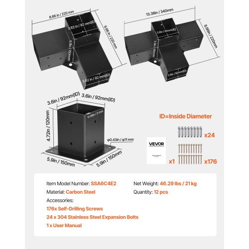 Pergola Kit 4x4 Inch Pergola Brackets for 35x35 Inch Wood Beams in Actual