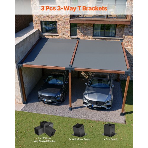 Pergola Kit 4x4 Inch 4Way Slanted Bracket for 35x35 Inch Wood Beams in Actual