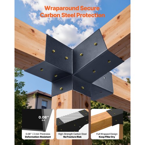 Pergola Kit 4x4 Inch 4Way Slanted Bracket for 35x35 Inch Wood Beams in Actual