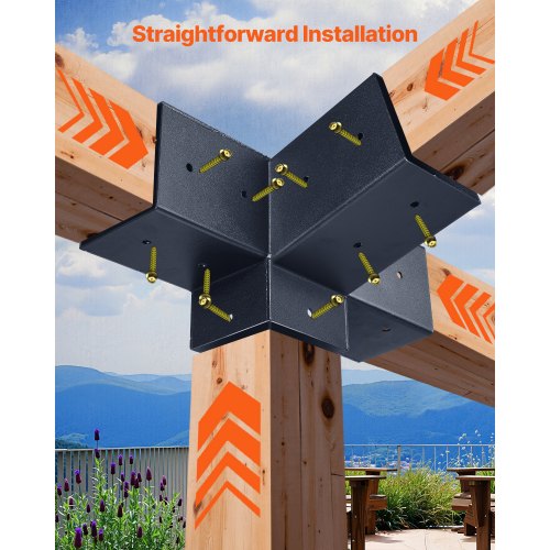 Pergola Kit 4x4 Inch 4Way Slanted Bracket for 35x35 Inch Wood Beams in Actual