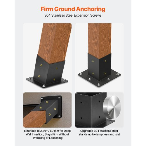 Pergola Kit 4x4 Inch 3Way Slanted Brackets for 35x35 Inch Wood Beams in Actual