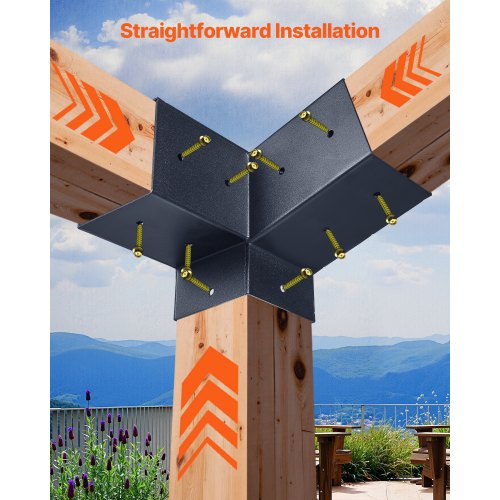 Pergola Kit 4x4 Inch 3Way Slanted Brackets for 35x35 Inch Wood Beams in Actual