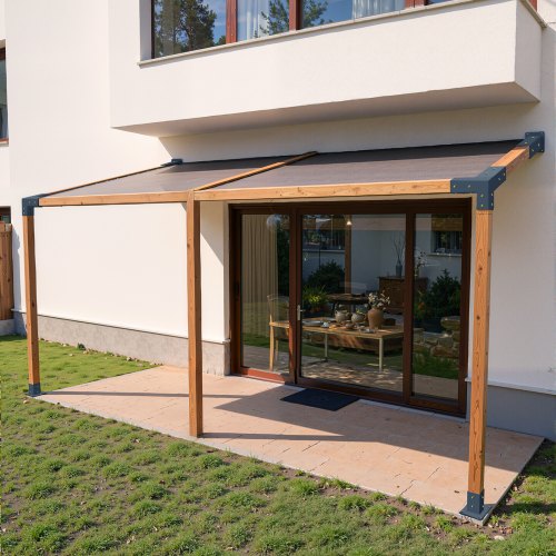 Pergola Kit 4x4 Inch 3Way Slanted Brackets for 35x35 Inch Wood Beams in Actual