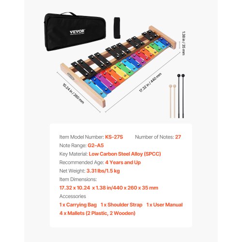 Glockenspiel Xylophone 27 Notes Professional Xylophone Percussion